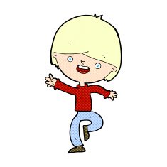 comic cartoon happy boy dancing