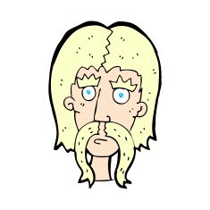 comic cartoon man with long mustache