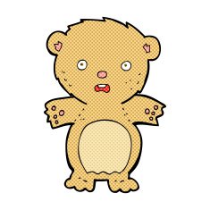frightened teddy bear comic cartoon