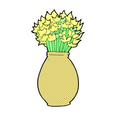 comic cartoon vase of flowers
