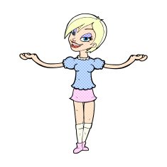 comic cartoon woman making open arm gesture