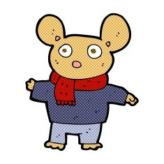 comic cartoon mouse in clothes