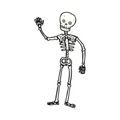 comic cartoon waving skeleton