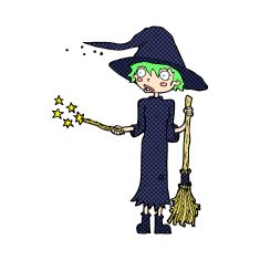 comic cartoon witch casting spell N2
