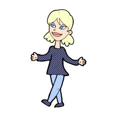 comic cartoon woman with no worries