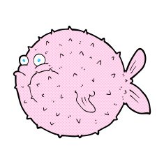 comic cartoon puffer fish