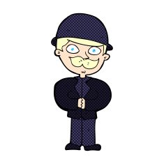 comic cartoon man in bowler hat