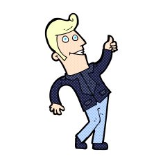 comic cartoon man giving thumbs up sign
