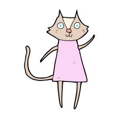 cute comic cartoon cat waving