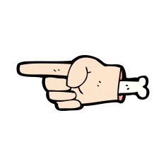 comic cartoon pointing hand symbol