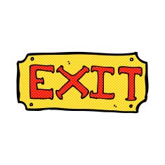 comic cartoon exit sign