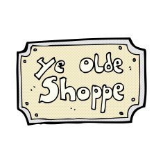 comic cartoon old fake shop sign
