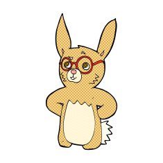 comic cartoon rabbit wearing spectacles