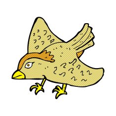 comic cartoon garden bird