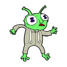 comic cartoon alien spaceman