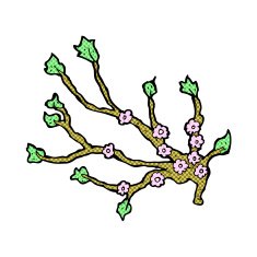 comic cartoon flowering branch