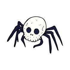 comic cartoon spooky halloween skull spider