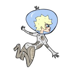 comic cartoon space woman N2