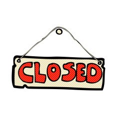 comic cartoon closed shop sign
