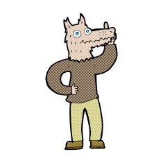 comic cartoon werewolf with idea