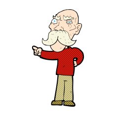 comic cartoon annoyed old man pointing