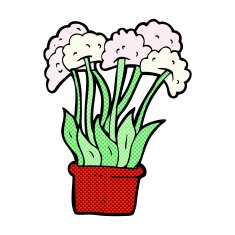 comic cartoon flowers in pot N2
