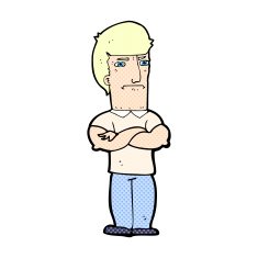 comic cartoon annoyed man with folded arms