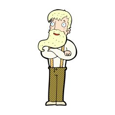 comic cartoon bearded hipster man