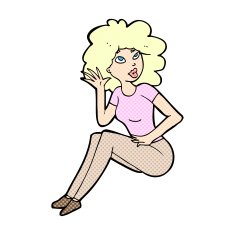 comic cartoon woman listening