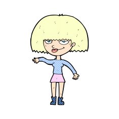 comic cartoon smug woman making dismissive gesture