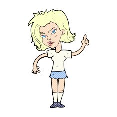 comic cartoon woman with idea