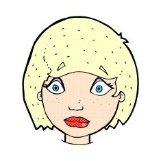 comic cartoon worried female face