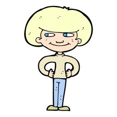comic cartoon boy with hands on hips