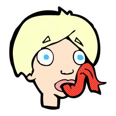 comic cartoon head sticking out tongue