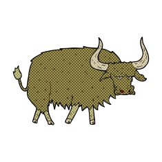 comic cartoon annoyed hairy cow