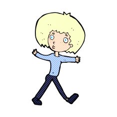 comic cartoon surprised man walking