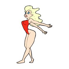 comic cartoon sexy woman in swimsuit
