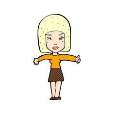 comic cartoon woman giving thumbs up symbol N2