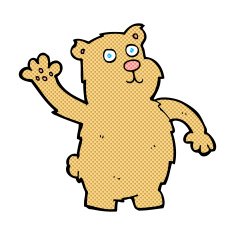 comic cartoon waving bear