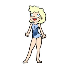 comic cartoon woman in swimming costume