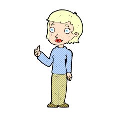 comic cartoon woman giving thumbs up symbol N3