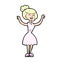 comic cartoon woman with raised arms