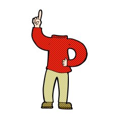 comic cartoon headless body with raised hand