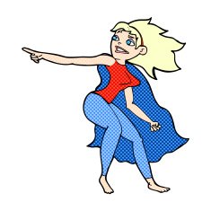 comic cartoon superhero woman pointing