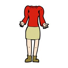 comic cartoon female body with shrugging shoulders (mix and matc