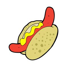 comic cartoon hotdog