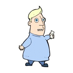 comic cartoon nervous man with tickets