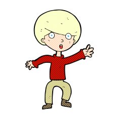 comic cartoon panicking boy