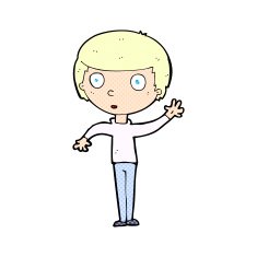 comic cartoon waving boy