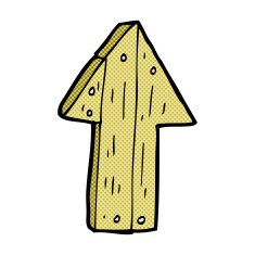 comic cartoon wooden direction arrow